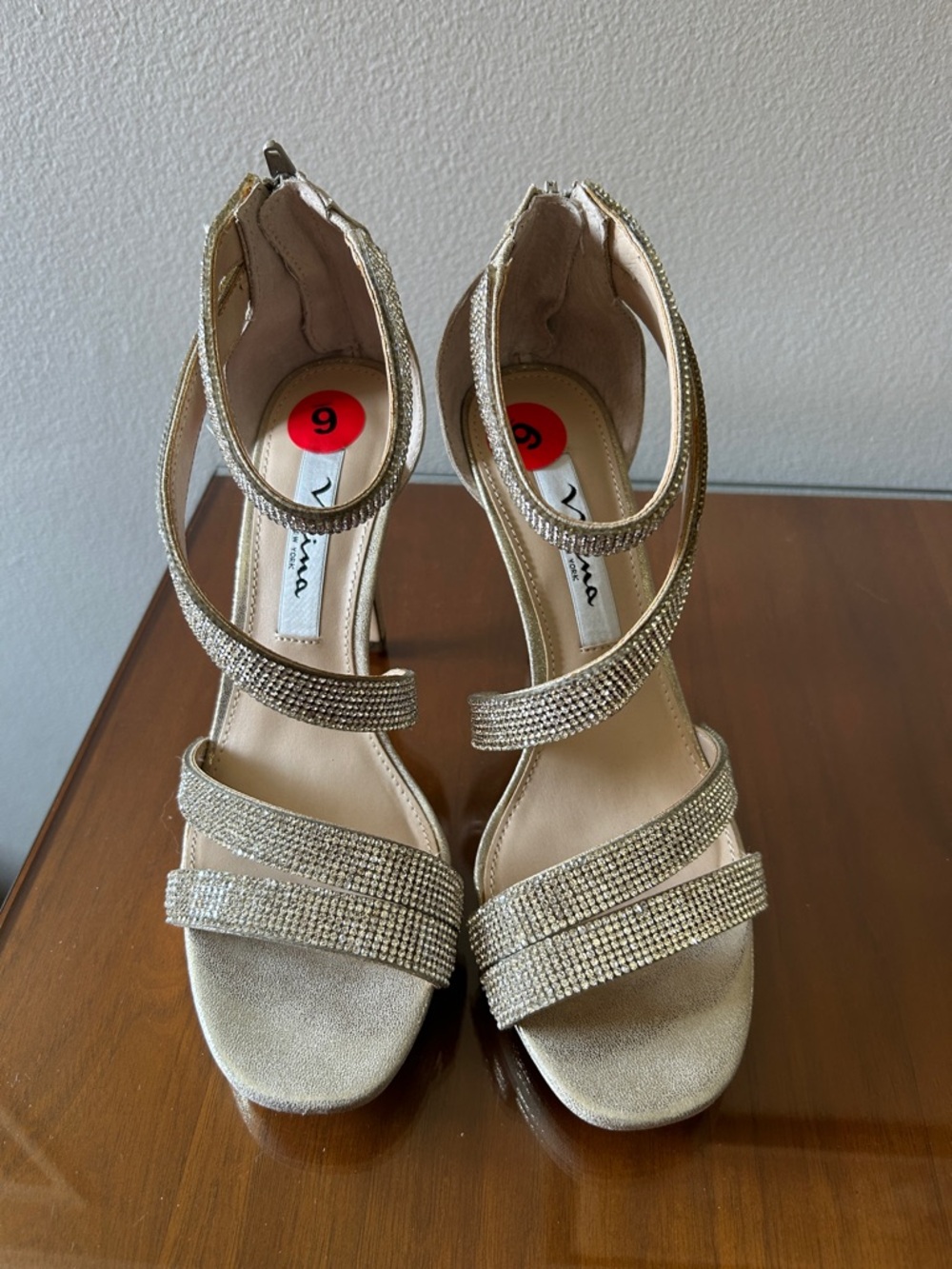 Nina Gold Rhinestone Heels - Picture 3 of 7